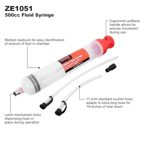 Zeeline by Milton Fluid Extractor - 500cc Fluid Syringe, Multi-purpose Syringe, Manual Fluid Extractor Oil Extractor Pump Syringe and Fill Pump, Gasoline Fuel Car Transfer - size: 500