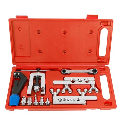 Wostore Flaring Swage Tool Kit for Copper Plastic Aluminum Pipe With Tubing Cutter & Ratchet Wrench