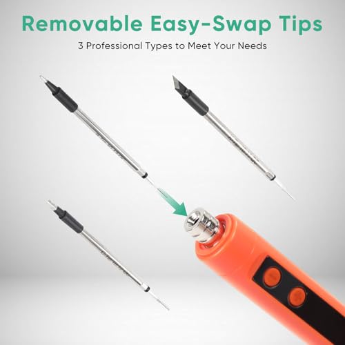 Cordless Soldering Iron Kit, 1100mAh Rechargeable USB-C Soldering Pen with LCD Screen, Portable Battery Powered Solder Iron for Electronics Repair, DIY Projects