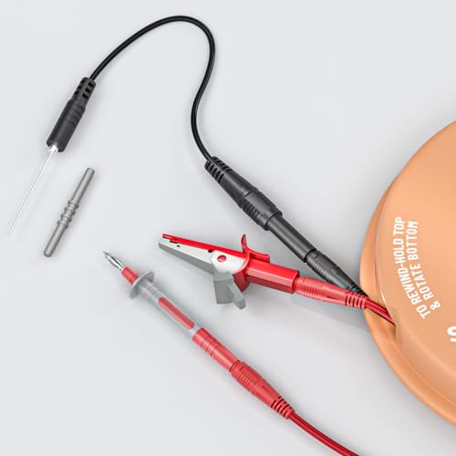 Goupchn 9PCS Multimeter Test Lead Kit 2 Wire 10ft 18AWG Retractable Wires | 4mm Banana Plugs, Heavy Duty Alligator Clips, Wire Piercing Probes Electrical Test Wires for Automotive, Electrical - size: 10ft/3m, style: Banana Plug Leads Kit