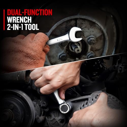 zhax 11/16" SAE Combination Wrench, 12 Point Box End, 15 Degree Offset Design, Mirror Polish Finish, Forged CR-V Steel, Hand Tools for Mechanics, Ideal for Auto and Home Repair - size: 11/16"