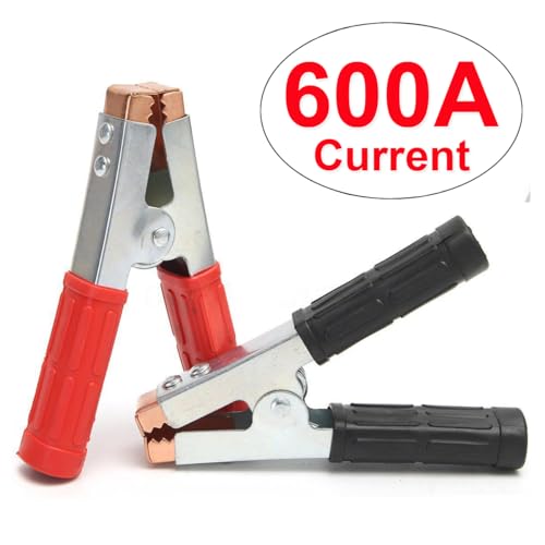 Insulated Alligator Clips Durable Heavy Duty Black & Red Boot Metal Spring Loaded Truck Car Battery Electric Test Clips Lead Probe Alligator Clamps (600A 2-PACK) - color: 600a 2-pack