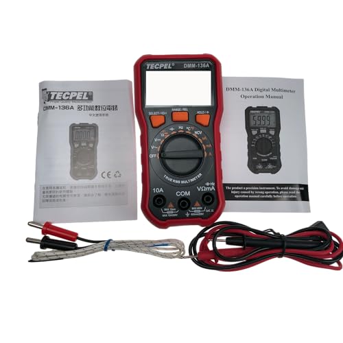 TECPEL DMM-136A Digital Multimeter Auto ranging AC True RMS 3999 Count 3 3/4 Digits