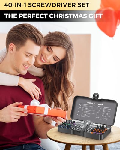 LIFEGOO Ratchet Screwdriver Set: 40 in 1 Magnetic Screwdriver Sets, DIY Combination Flexible Shaft Precision Screwdriver Kit with S2 Steel Bits for Electronics & Furniture Assembly, Bicycle Tools - size: 40 in 1