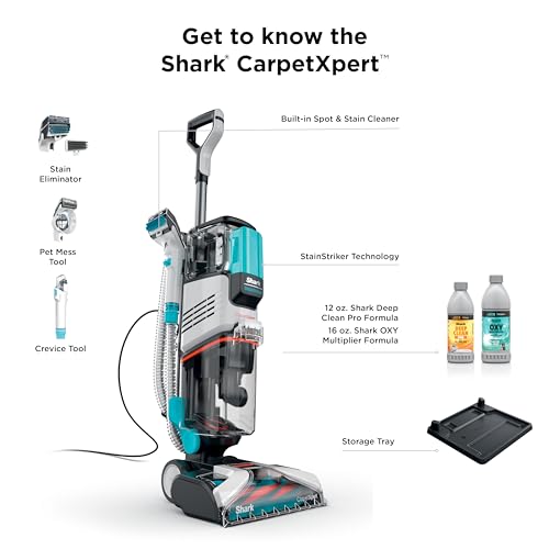 Shark CarpetXpert | Upright Carpet, Area Rug & Upholstery Cleaner | Carpet Shampooer with StainStriker Handheld Tough Stain Eliminator | Removes Tough Stains & Odors | 3 Cleaning Tools | White | EX201 - style: CarpetXpert + StainStriker