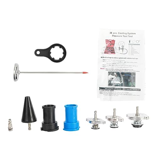 28 Pcs Universal Radiator Pressure Tester, Vacuum Type Cooling System Tool Kit w/Carrying Case, Coolant Pressure Tester Kit, Coolant Vacuum Refill Kit for Cooling System Blue