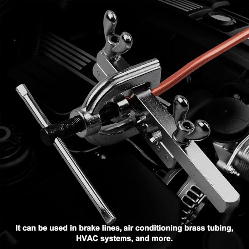 Brake Line Flaring Tool Kit, 3/16", 1/4", 5/16", 3/8" and 1/2" Brake Tubing Repair Kit with Tube Cutter & Adapters, Double & Single Flare Tool Set for Copper and Aluminum Fuel Line