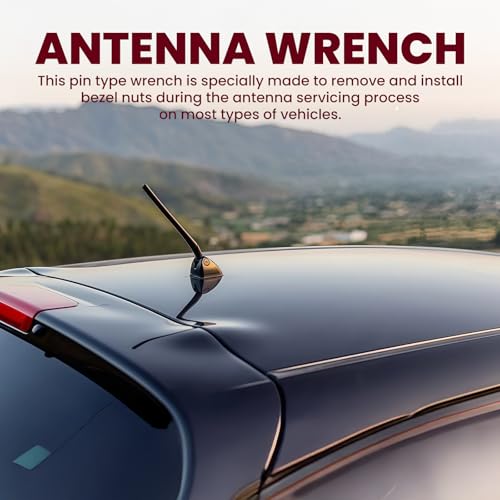 ETZ Antenna Removal Tool and Nut Wrench Set, 2 Pieces | 4 Sizes 3/4" to 1-1/4", Solid Steel Pin-Type, Bezel Disassembly, Anti-Scratch Design, Automotive Maintenance Hardware