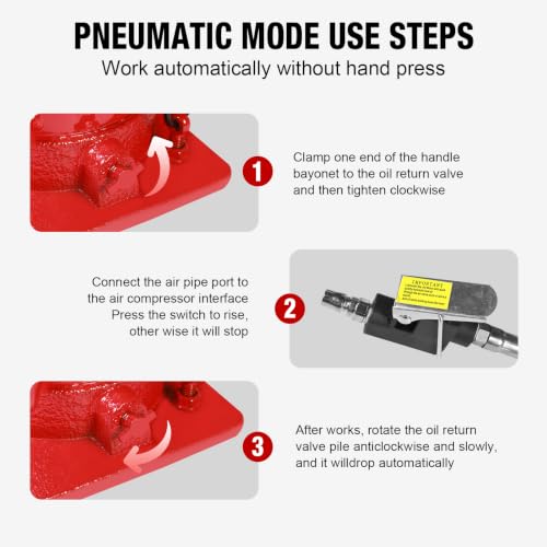 BIG RED 20 Ton Air Hydraulic Bottle Jack - Low-Profile | 20 Ton Capacity, Low-Profile Design, Air & Hydraulic Operation, Lift Range 7-1/16" to 12-5/8", Safety Valve Included
