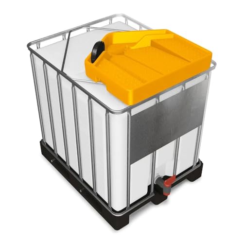 DENIOS® IBC Tote Funnel - Premium IBC Funnel chemically Resistant Polyethylene in Yellow – 1x - Large Drain Opening (4.9in) - Made in USA - color: Yellow