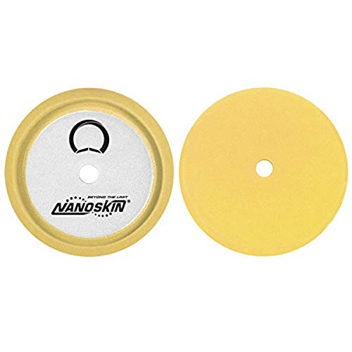 Nanoskin 9" Speedy Foam Buffing Pad - Light Compounding & Paint Oxidation Removal on Clear Coat Finishes for Cars, Trucks, RVs, Boats, Hot Rod & More | Dished-In Loop Backing |Use with Rotary Polisher - size: 9 inches, style: 9" Flat Yellow Foam