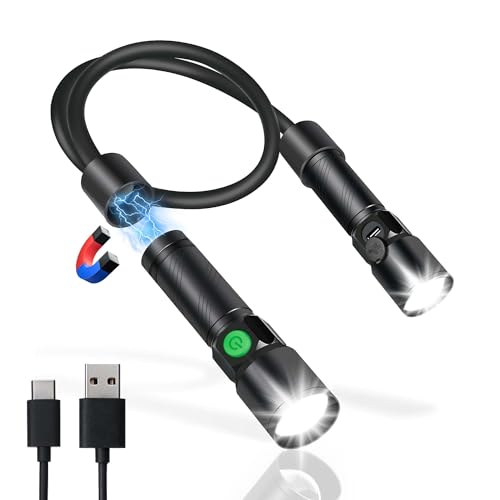 CLAKAP LED Neck Light, 1800 Lumens Bright Rechargeable Neck Flashlight with Magnetic Base, Detachable Hands Free Mechanic Work Lights Lamp for Reading