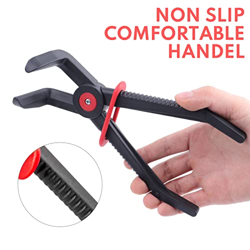 BILITOOLS 3pcs 90° Hose Pinch Off Pliers Set, Clamp Tool for Lines | 5.9/7.3/10" Plastic Pliers, 90° Angled Reach, Non-Damaging, Locking Grip, 160°c Heat-Resistant, for Fuel/Coolant/Brake Lines - size: 3-Piece, style: 90 Angled