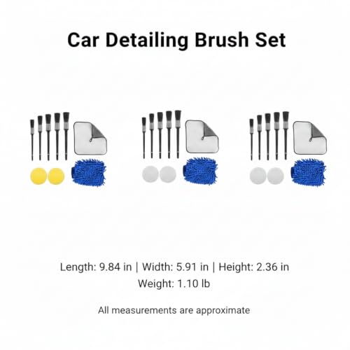Interior Vents & Wheel Spoke Cleaning Kit, Car Detailing Brush Set with PP Plastic Tools for Dashboard and Exterior Crevices - size: 9.84 x 5.91 x 2.36 in