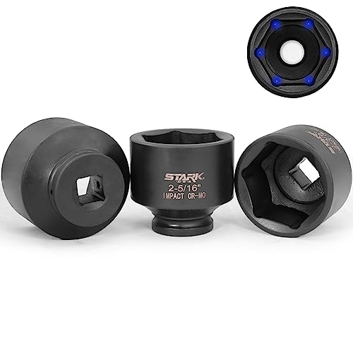 Stark USA 8-Piece Jumbo Assortment Standard Sizes 3/4" Drive Deep Impact Socket Set SAE (2-1/16" to 2-1/2") Heavy Duty Use In Removing And Installing Axle Nuts with Storage Case