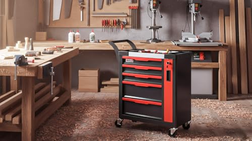 5-Drawer Tool Chest with Wheels, Rolling Tool Chest with Side Drawer,Tool Cabinet Drawers lockable,Tool Cart with Top compartment,for Garage Storage,Workshop,Home,Safety Rounded Corner Anti-collision - style: 5-Drawer