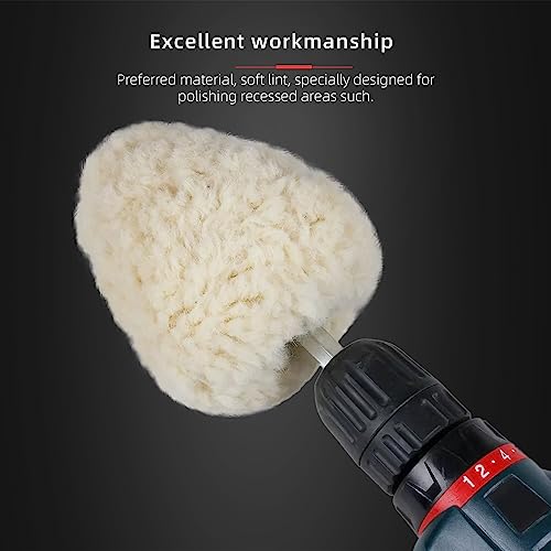 SPTA 1Pc Wool Polishing Cone, Car Wheel Hub Drill Wool Polishing Ball Polishing Ball,Wool Polishing Cone - color: Wool Polishing Cone