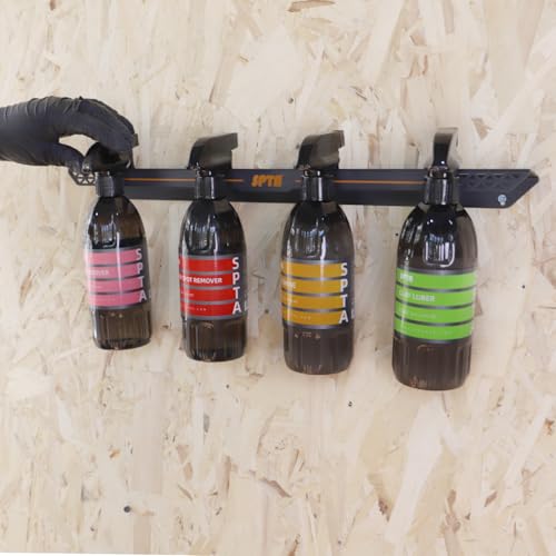 SPTA Spray Bottle Holder, Universal Detailing Spray Bottle Holder - Wall-Mounted Organizer for Mobile & Garage Detailing, Holds 6 Sprayers (16oz), Universal Lightweight Professional Accessory -OT011 - color: Spray Bottle Holder