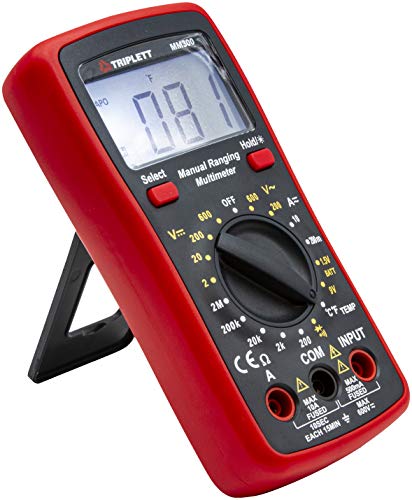 Triplett MM300 True RMS 2000 Count Manual Ranging Digital Multimeter - AC/DC Voltage, AC/DC Current, Resistance, Temperature, Diode, Continuity - size: MM300, style: Standard