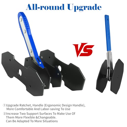 Brake Caliper Press Tool Kit, Ratcheting Piston Spreader with 2 Steel Plates, Practical Caliper Piston Compressor Tool for Repairing Disc Brakes Includes Hangers/Measuring Tools (Blue)