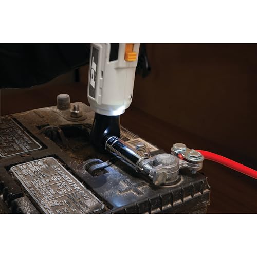 Performance Tool 4V 1/4 Inch Drive Cordless Ratchet - 0-230 RPM, 92 inch/lb Torque, Electric Ratchet, LED Light, USB-C, Electric Wrench, Auto Repair, White/Black