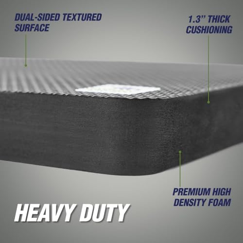RUGGED RHINO Heavy Duty Patent Pending Kneeling Pad, Shock Absorbent Thick Knee Pads, Holds Up to 300 lbs, Protect Knees from Hard Concrete Surfaces, For Mechanics, Yard Gardening, Gym, Onyx Black - color: Onyx Black