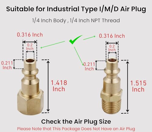 1/4-Inch Brass Female Industrial Coupler, 10 Pack | 1/4 Inch Air Hose Fittings, NPT Female Quick Connector, Air Coupler, For Professional Jobsites and Automotive Shops - size: 1/4 inch NPT Female Coupler, 10 Piece