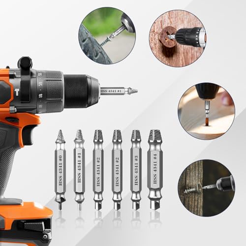 6Pcs Screw Extractor Set – Bolt Remover for Stripped & Rusty Screws | HSS 4341 Steel, 63 HRC Hardness, Fits 3-12mm, Easy 2-Step Use, Durable Case Included, for Mechanics & DIY, Silver - color: Silver