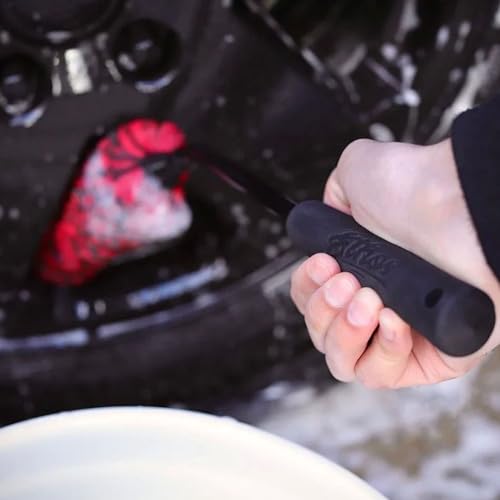 Ethos Wheel Brush for Car Detailing – Plush Rim Cleaner Brush, Car Cleaning Brush Kit, Soft Wheel Cleaner Brush, Rim Brushes for Cleaning Wheels, Clean Car Rim Wheels Safely - style: Angled Wheel Cleaning Brush