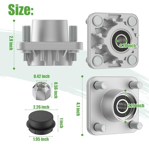 10L0L Golf Cart Front Wheel Hub Assembly 2 Pack for Club Car DS and Precedent 2003-up, Front Hub Replacement Kit 102357701 with Ball Bearing, Oil Seal & Dust Cover
