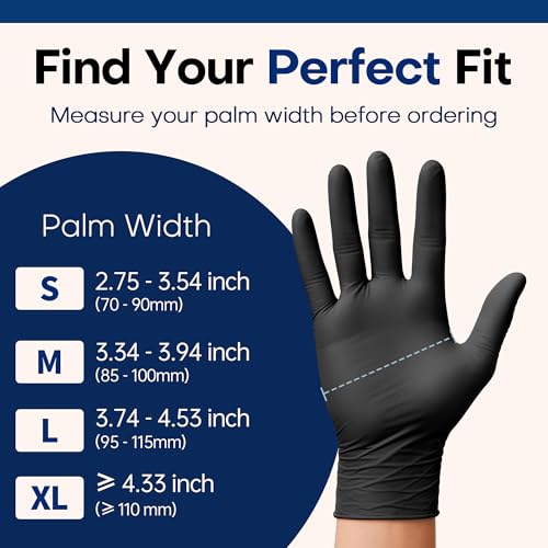 Supmedic Medical Soft Max™ Black Nitrile Disposable Gloves, 100 Pcs, Latex-Free & Powder-Free Food Safe Food Prep Exam Gloves - color: X-large (Black)