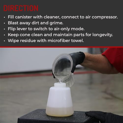 HI-TECH Vortex I Air Cleaning Gun – Deep Cleans Auto Interiors & Exteriors – Compressed Air Powered – Car Detailing Tool for Dirt, Dust, Grime & Stains - style: Vortex I