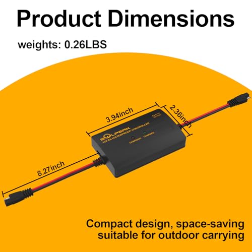SOLPERK 8A 12V Solar Charge Controller with LED Display, IP67 Waterproof PWM Intelligent Solar Panel Battery Regulator for Gel AGM Lead-Acid Lithium LiFePO4 Battery, Used in RV Boat Car