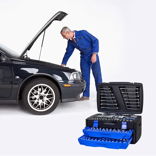 266-Piece Mechanic's Tool Kit | Portable Locking Tool Box with Detachable Drawers | Carbon Steel All-in-One Hand Tool Set for Auto, Home & DIY Repair - size: 266-Piece