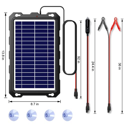 POWOXI Upgraded 7.5W-Solar-Battery-Trickle-Charger-Maintainer-12V Portable Waterproof Solar Panel Trickle Charging Kit for Car, Automotive, Motorcycle, Boat, Marine, RV,Trailer, Snowmobile, etc. - color: Solar Powered Battery Chargers 7.5w-B