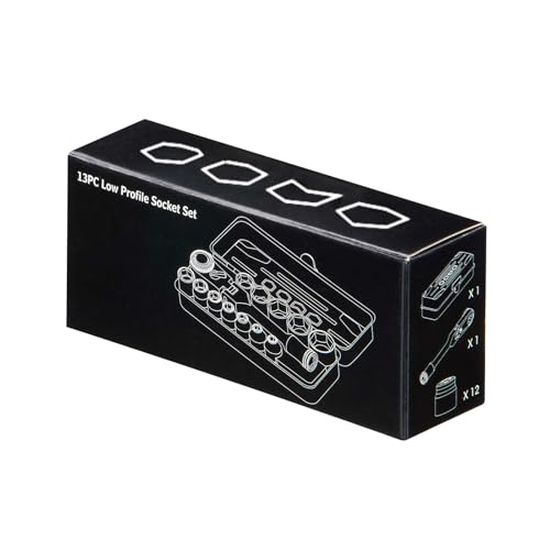 KESI Tool Socket Set 13-Piece, 1/4" Dr Quick Release Ratchet, SAE/Metric, Flex Locking Head Design, 12-piece 1/4" Dr Low Profile Spline, 72 Tooth Ratchet and Compact Paint Metal Case, Multi-function - size: 13PC 1/4 Dr
