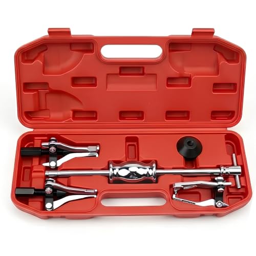 RQG 3 Jaw Slide Hammer Bearing Puller Set, External Internal Bearing Puller | 40CR Steel Pulley Wheel Bearing Removal Tool Gear Puller with Storage Case for Gears Pulleys, 3LB Weight