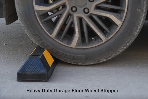 OrangeStar 72" Rubber Parking Curb, Heavy Duty Garage Floor Wheel Stopper w/Yellow Reflective Stripe for Car, Truck, Trailer, 2 Pack - size: 72in (2-Pack)