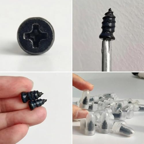 40pcs Tire Repair Rubber Nail Kit, Tire Repair Screws with Screwdriver, Tire Screw Plug Fast Tool Self Service Tire Repair Nail for car, Motorcycle, Tractor Tire Puncture Repair