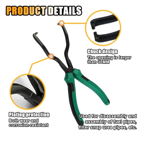 smilfuy Fuel Line Plier, Quick Disconnect Release Removal Tool, Petrol Hose Pipe Clamp Clip with Handle, Universal Fuel Line Clip Removal Plier, Pipe Clip Repair Tool for Most Cars (Green) - color: Green