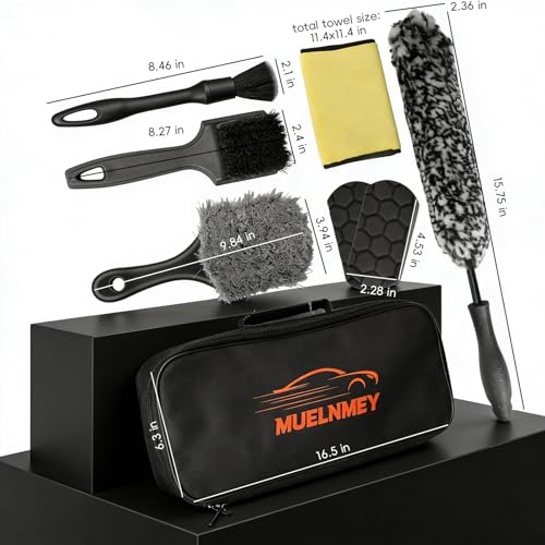 8PCS Car Wheel Brush kit,Wheel Cleaner Brush, Microfiber Cleaning Cloth,Soft Bristle Rim Brush,Tire Polishing Application Pad,Drying Towel.Tire Cleaning Brush Kit for Trucks, Cars, RVs - size: 8PCS