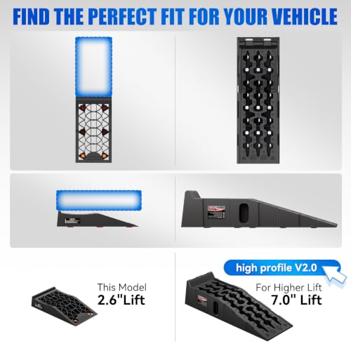 2.6" Lift Low Profile Car Ramps, Compact Tire Leveling Blocks for Low Chassis Sports Cars to Fit Floor Jack, Jack Assist - size: Low Profile
