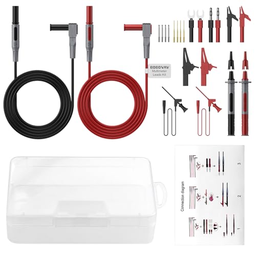Multimeter Leads Kit, 24PCS Non-Slip Test Leads Set with Flexible Silicone Extension Leads, 8 Interchangeable Probe Tips and Alligator Clips, Cat III 1000V for Electricians & Auto Repair - size: 24PCS
