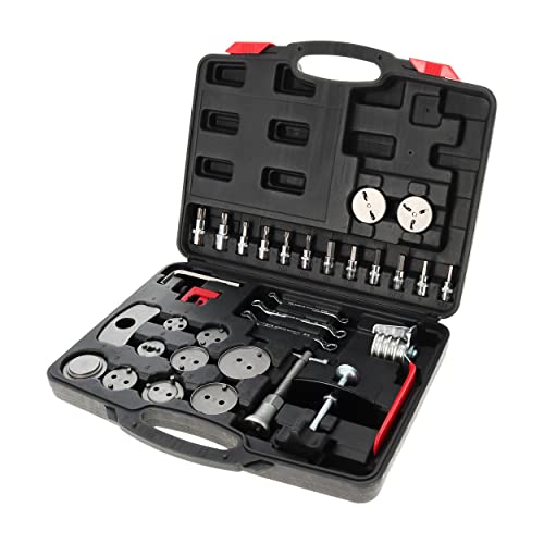 ABN Disc Brake Service Set - 32pc Universal Disc Brake Caliper Compression Tool Set for Pad Piston and Line Adjustment