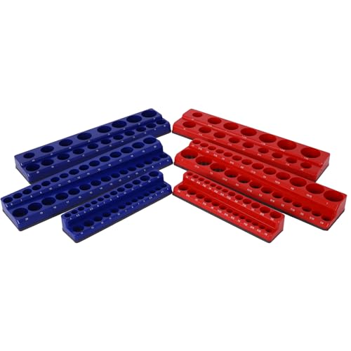 Magnetic Socket Organizer Set, 6-Piece Magnetic Socket Organizer Set, 6PCS Socket Holder, 1/4", 3/8", 1/2" Drive Metric SAE Socket Trays Holds 141 Pieces Magnetic Sockets Trays - color: A