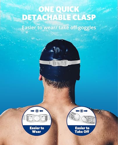 Aegend Swim Goggles, Swimming Goggles No Leaking Full Protect Adult Youth - color: Sky Blue With Blue Strap