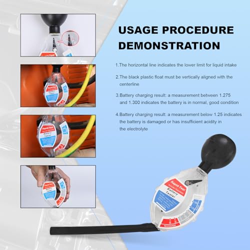 Car Battery Hydrometer Tester, Deep Cycle Battery Hydrometer Acid Quality Fast Detection Tool, Professional Rapid Batteries Density Analyzer Acid Tester for 6V 12V 24V Vehicle