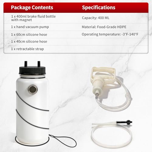 BELEY Motorcycle Brake Bleeder Kit, 400ML Brake Bleeder Bottle Kit One Way Check Valve Hose Bleeding Kit with 23.6 inch Hose for Motorcycle Brake System Repair Maintenance