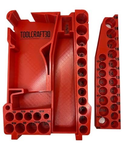 ToolCraft3d Design 3d Printed Insert Designed for Milwaukee Packout Organizer and Gen2 M12 Stubby 3/8" Impact (Insert Only) (Red) - color: Red