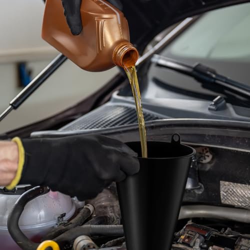 Ripeng 2 Pcs 18” Long Neck Flute Funnel 1/2" Bottom Narrows, Black Long Automotive Gas Funnel with Hanging Ring, PP Plastic, for Engine Transmission Oil Change Car Refueling Automotive Fluid Pouring